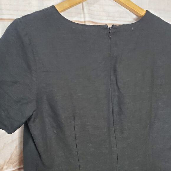Adolfo Studio Vintage Dress Women Size 6P Black Linen Y2K Friends Whimsygoth LBD - Picture 7 of 11